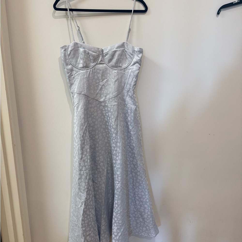 Line & Dot Light Ice Blue Midi Dress